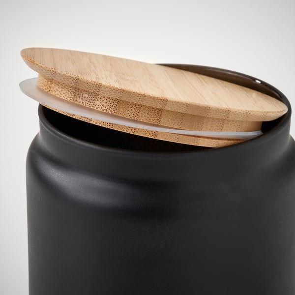 EKLATERA jar with lid, black, 1 l