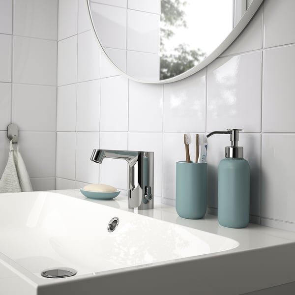 EKOLN soap dish, light grey-turquoise, 13x9 cm
