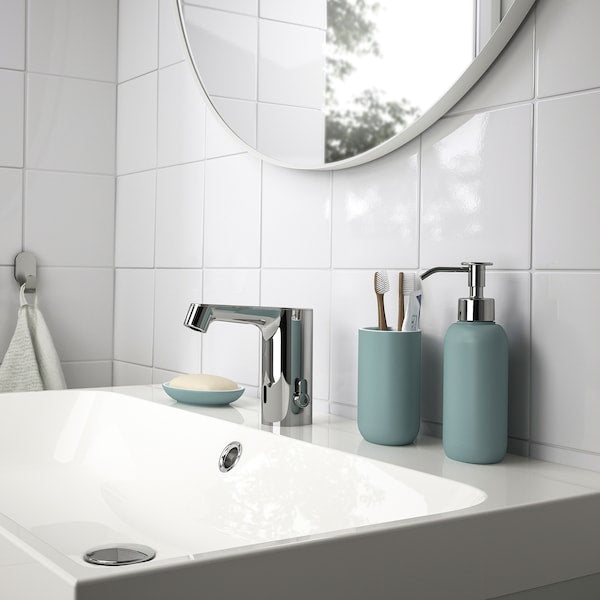 EKOLN toothbrush holder, light grey-turquoise