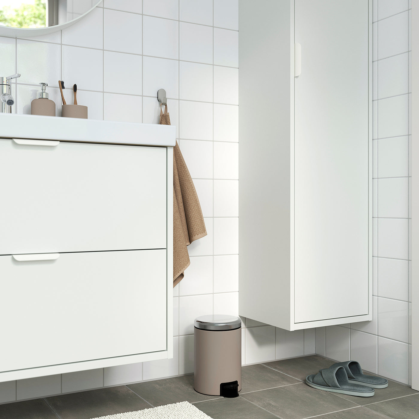 EKOLN waste bin, beige, 3 l