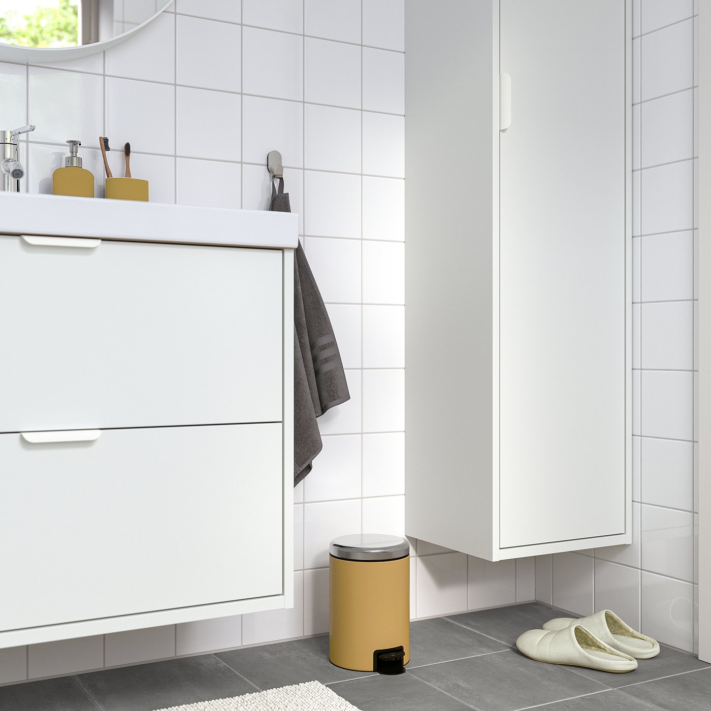 EKOLN waste bin, dark yellow, 3 l