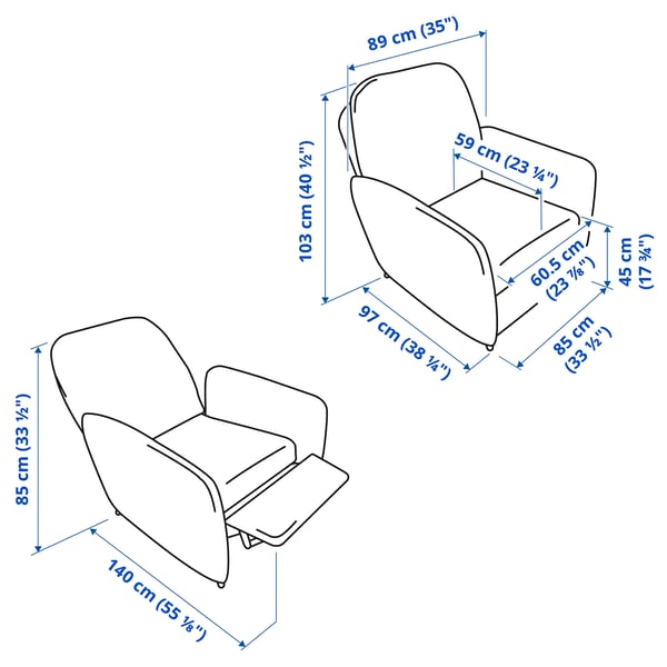EKOLSUND recliner, Gunnared dark grey, 89x103x97 cm