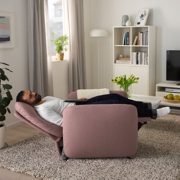 EKOLSUND recliner, Gunnared light brown-pink, 89x103x97 cm