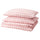 EKTANDVINGE - EKTANDVINGE Duvet cover and 2 pillowcases, light pink white/check, 240x220/50x80 cm