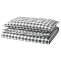 EKTANDVINGE duvet cover and pillowcase, anthracite white/check, 150x200/50x80 cm