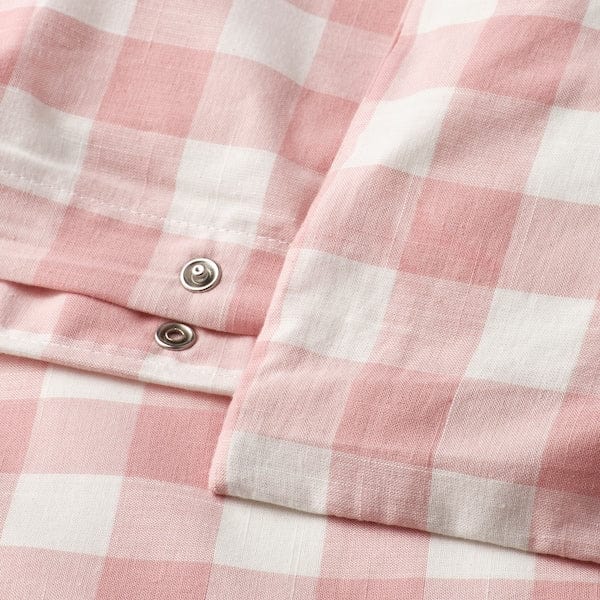Ikea EKTANDVINGE - Duvet cover and pillowcase, light pink white/check, 150x200/50x80 cm