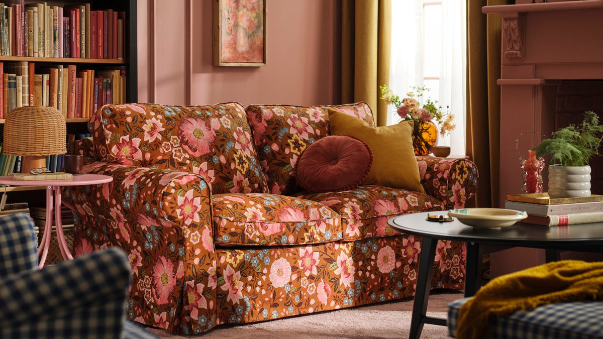 EKTORP 2-seat sofa, Mångbyn brown/multicolour, 179 cm