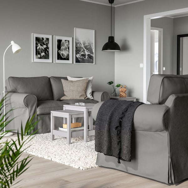 EKTORP - 2-seater sofa, Hakebo dark grey ,