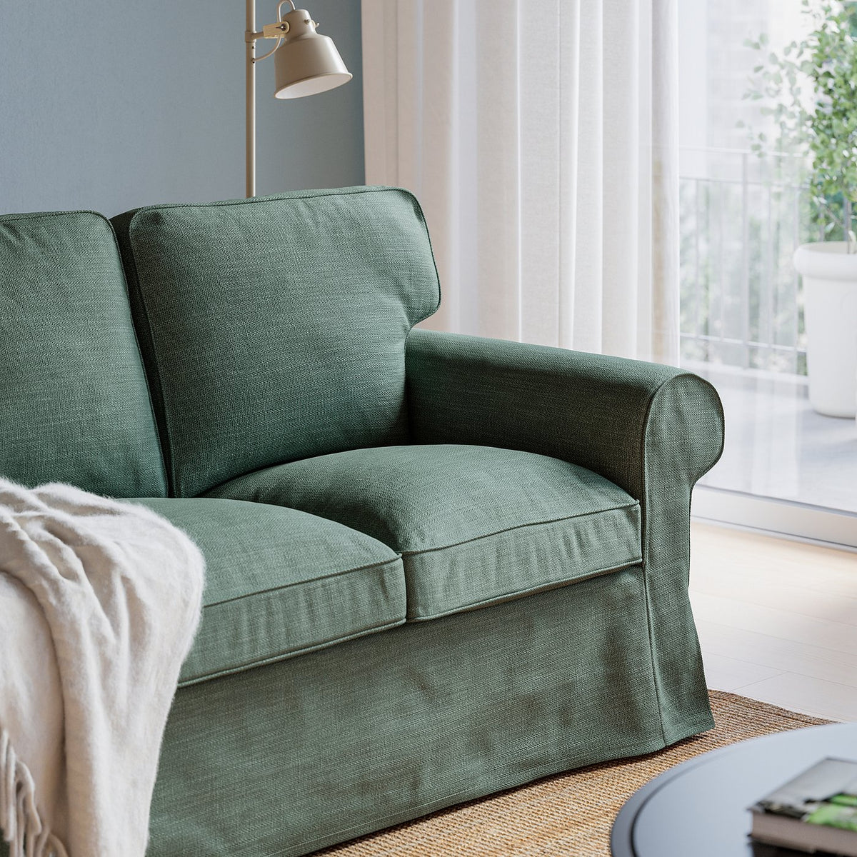EKTORP 2-seat sofa, Hemmesta grey-green, 179 cm