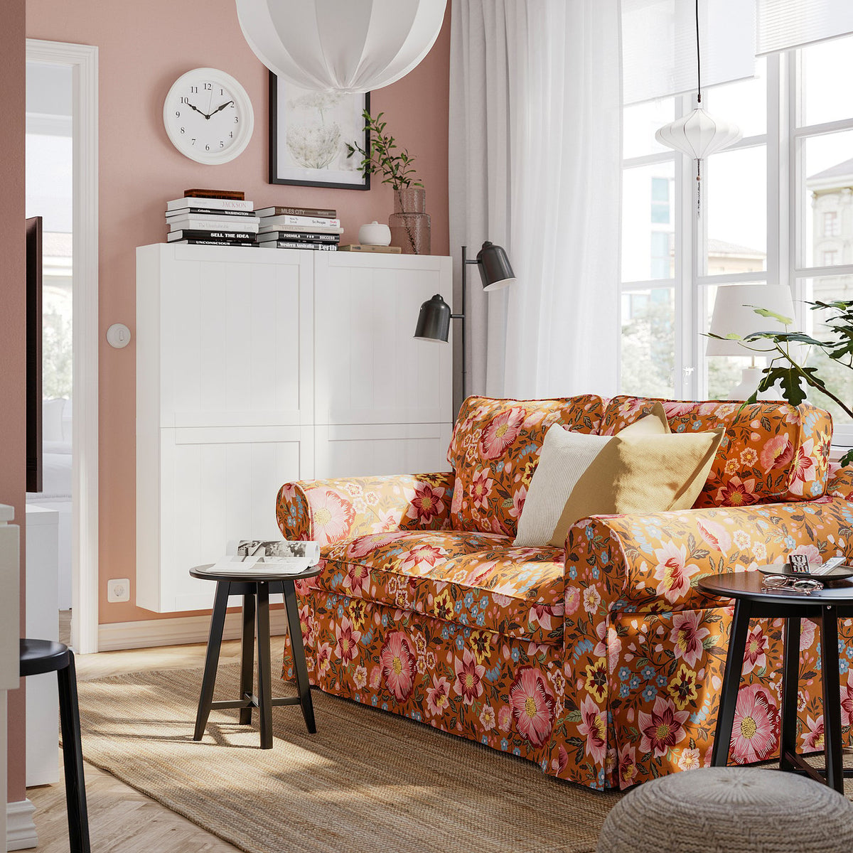 EKTORP 2-seat sofa, Mångbyn brown/multicolour, 179 cm