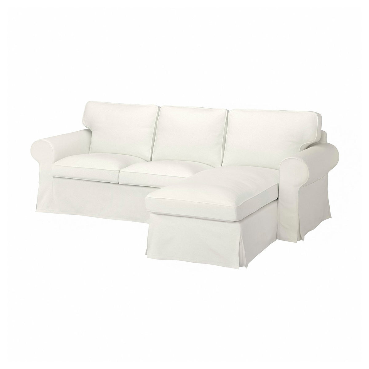 EKTORP 3-seat sofa with chaise longue, Blekinge white, 252x88x88 cm