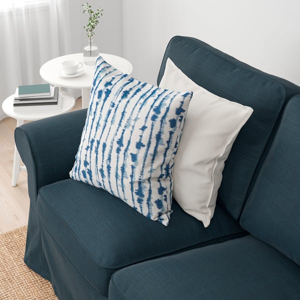 EKTORP 3-seat sofa, with chaise longue/Hillared dark blue, 252x88x88 cm