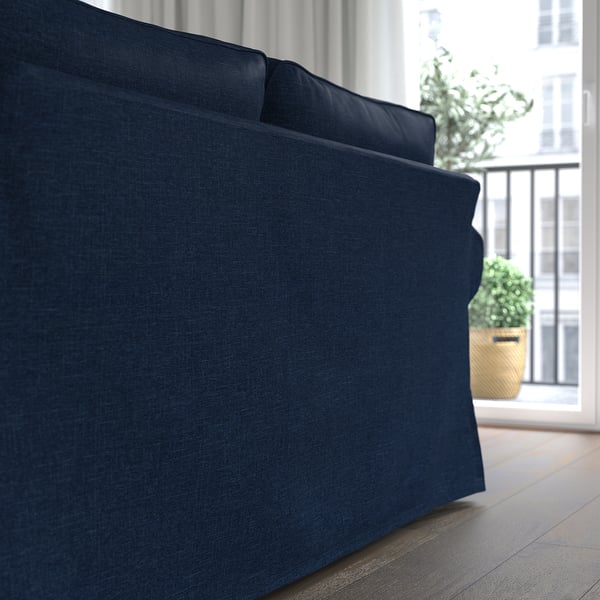 EKTORP - 3-seater sofa with chaise-longue, Kilanda dark blue ,