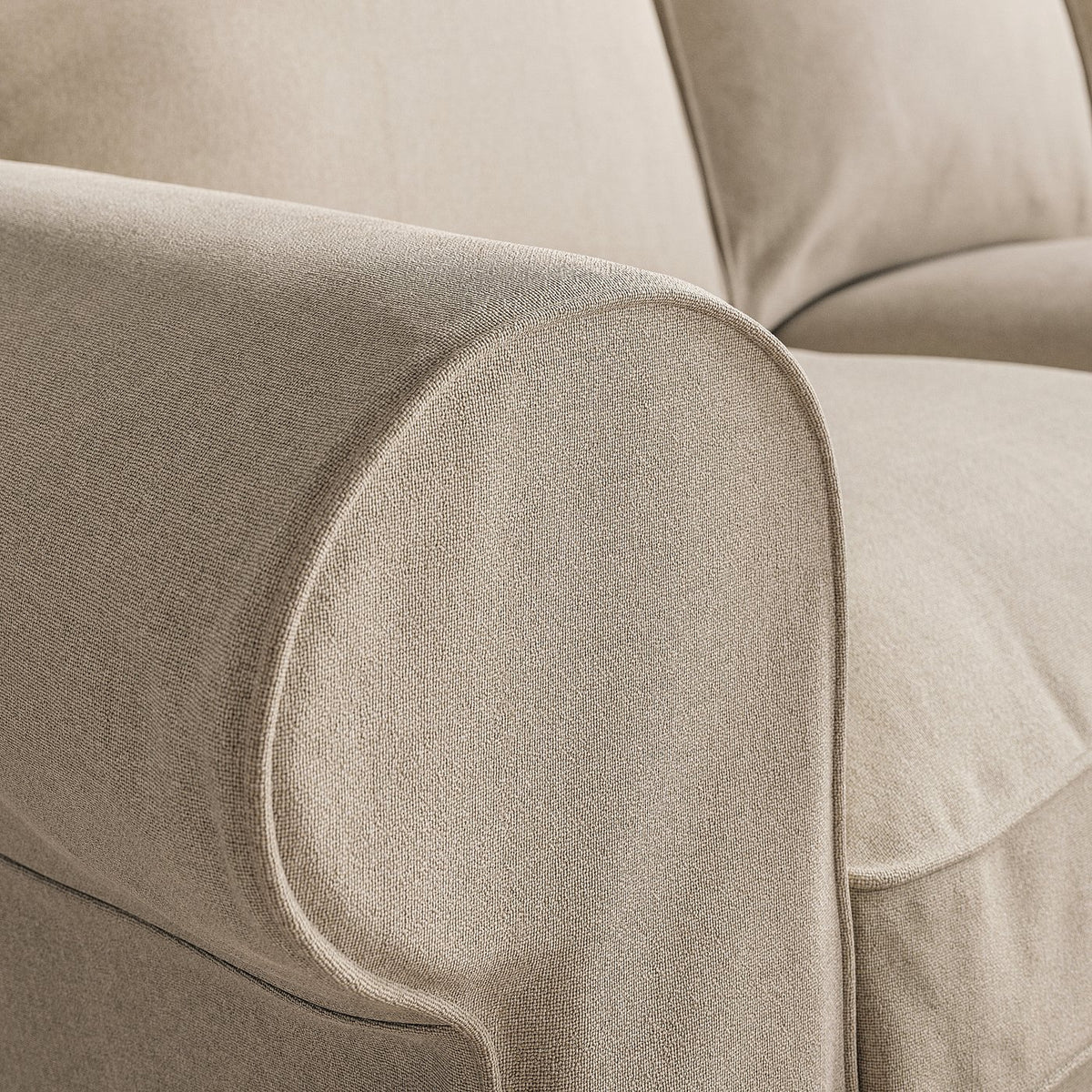 EKTORP 3-seat sofa with chaise longue, Naggen beige, 252x88x88 cm