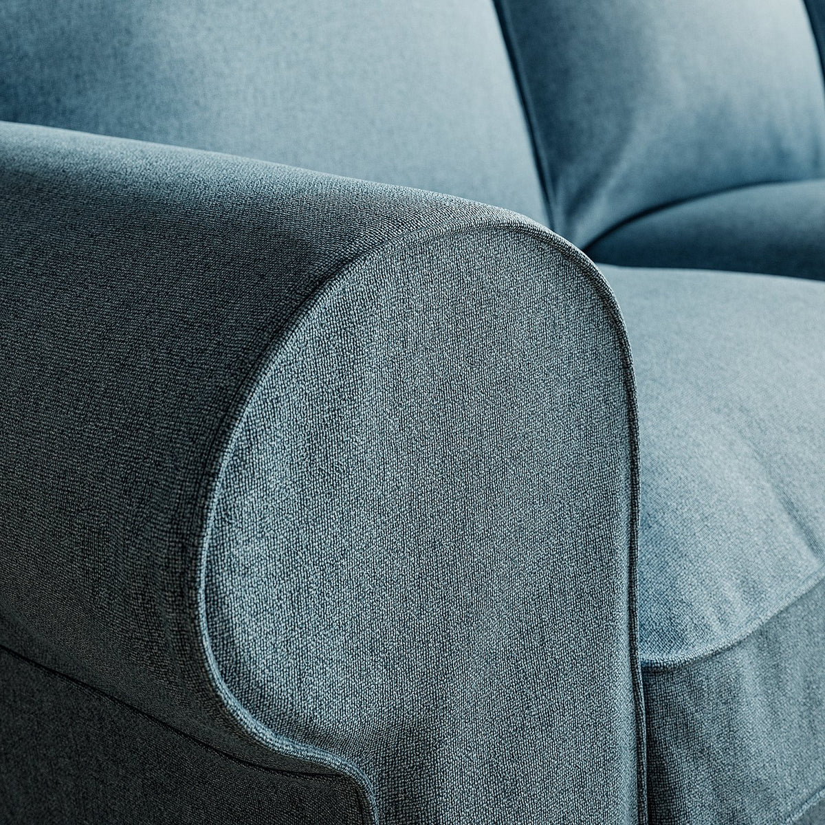 EKTORP 3-seat sofa with chaise longue, Naggen grey-blue, 252x88x88 cm