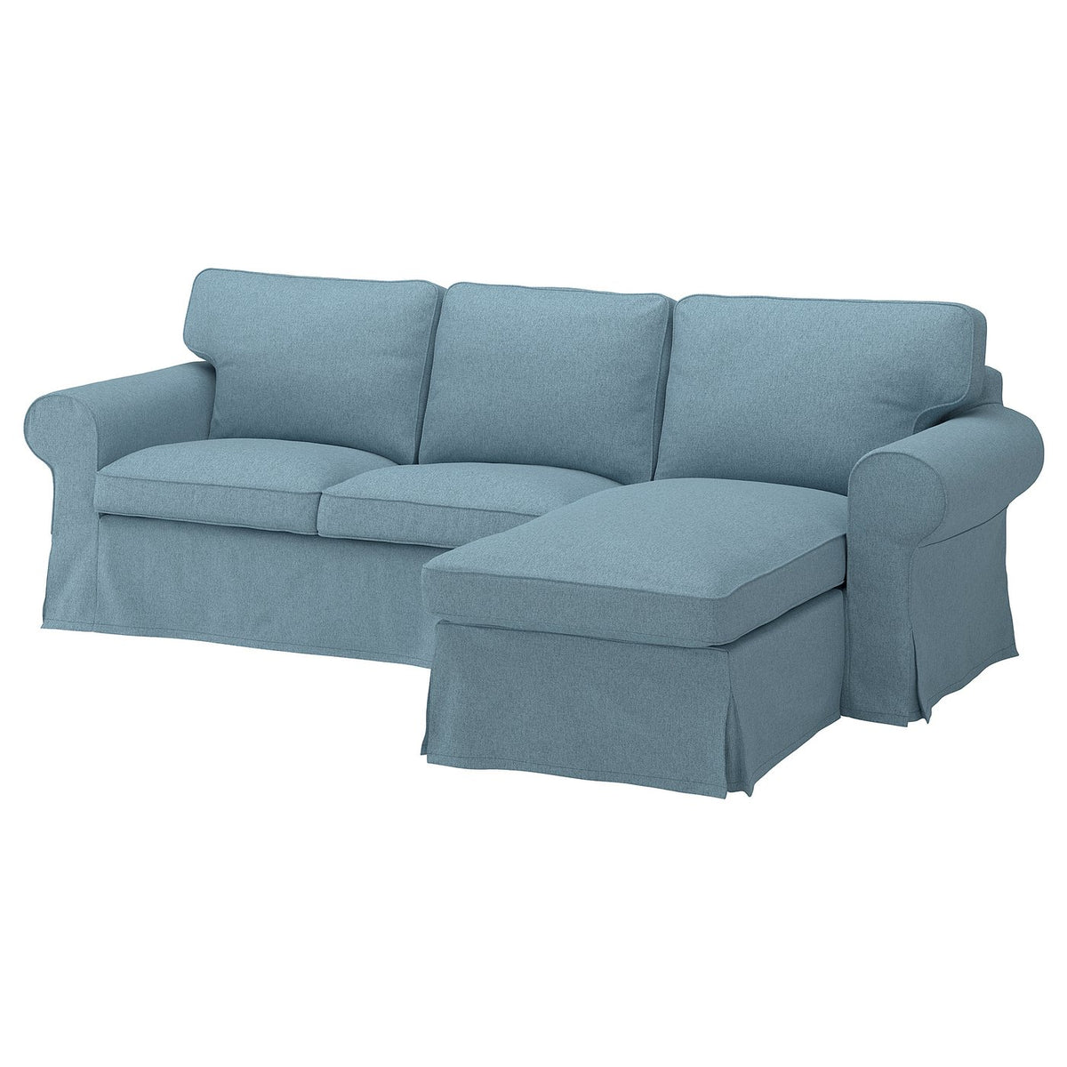 EKTORP 3-seat sofa with chaise longue, Naggen grey-blue, 252x88x88 cm