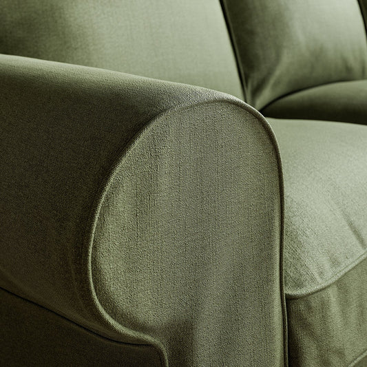 EKTORP 3-seat sofa with chaise longue, Naggen grey-green, 252x88x88 cm