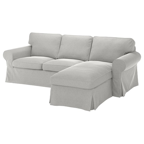 EKTORP 3-seat sofa, with chaise longue/Tallmyra white/black, 252x88x88 cm