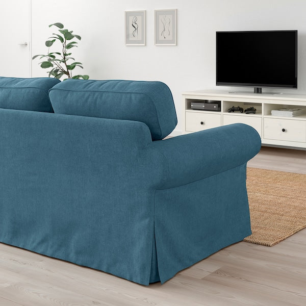 EKTORP - 3-seater sofa with chaise-longue/Tallmyra blue ,