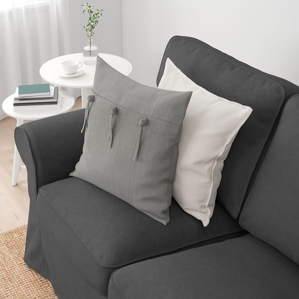 EKTORP - 3-seater sofa with chaise-longue/Tallmyra smoky grey ,