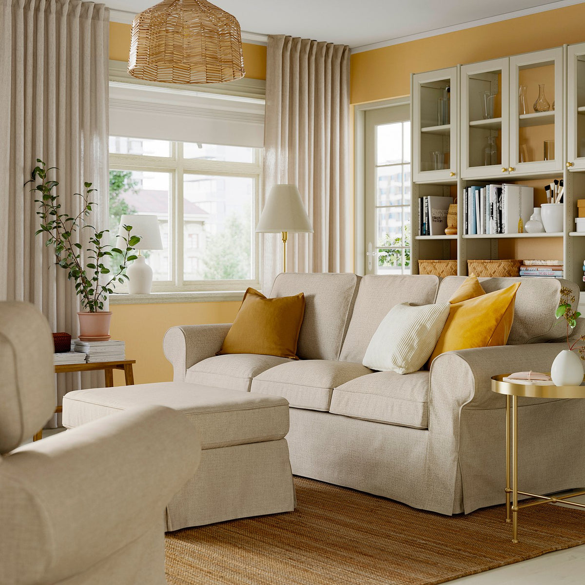 EKTORP 3-seat sofa, Kilanda brown-red, 218 cm