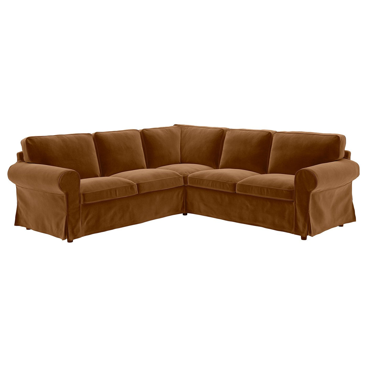EKTORP corner sofa, 4-seat, Alhamn dark yellow-brown