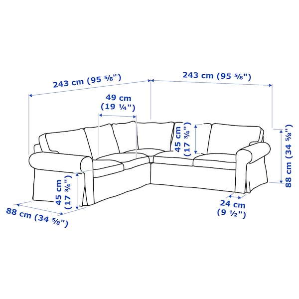 EKTORP - 4-seater corner sofa, Hakebo dark grey ,