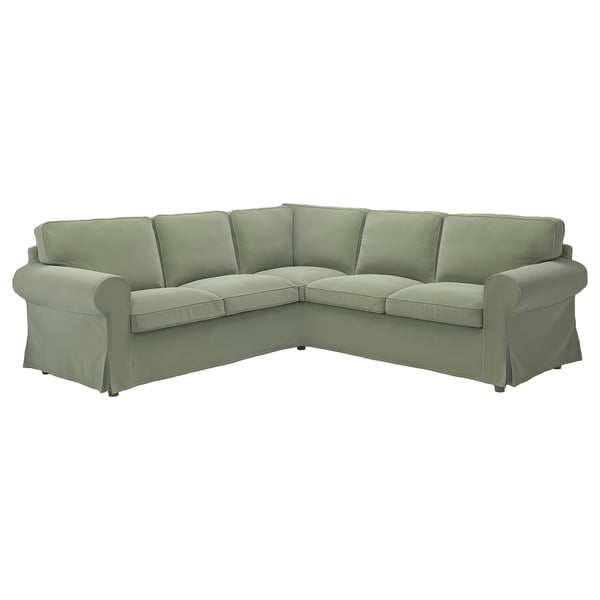 EKTORP corner sofa, 4-seat, Hakebo grey-green, 243x88x88 cm