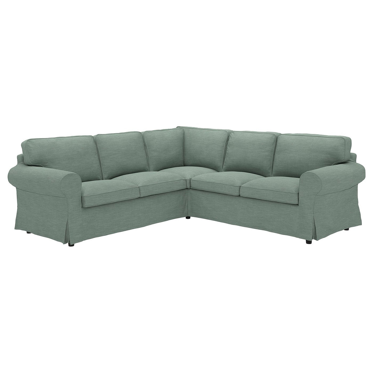 EKTORP corner sofa, 4-seat, Hemmesta grey-green