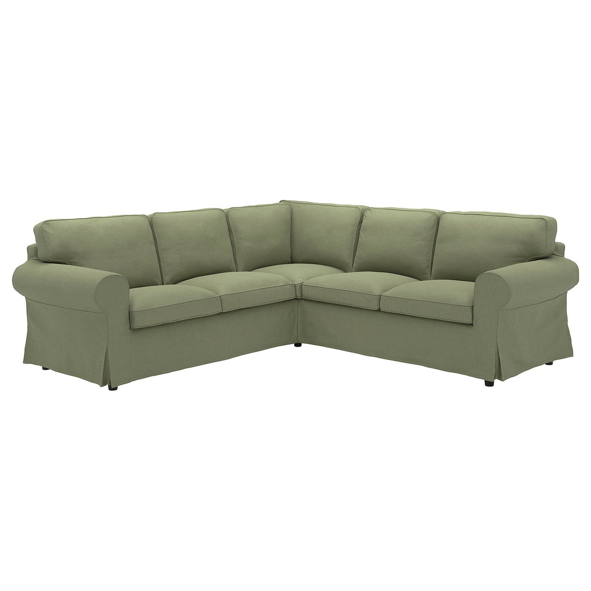 EKTORP corner sofa, 4-seat, Naggen grey-green