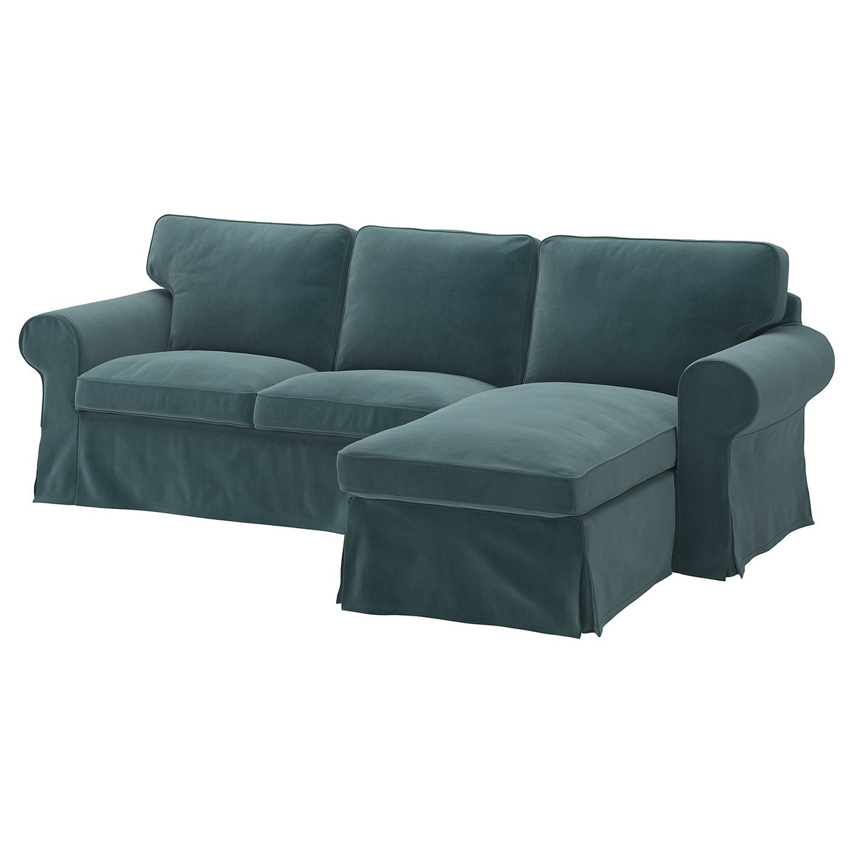 EKTORP cover f 3-seat sofa w chaise longue, Alhamn dark grey-blue