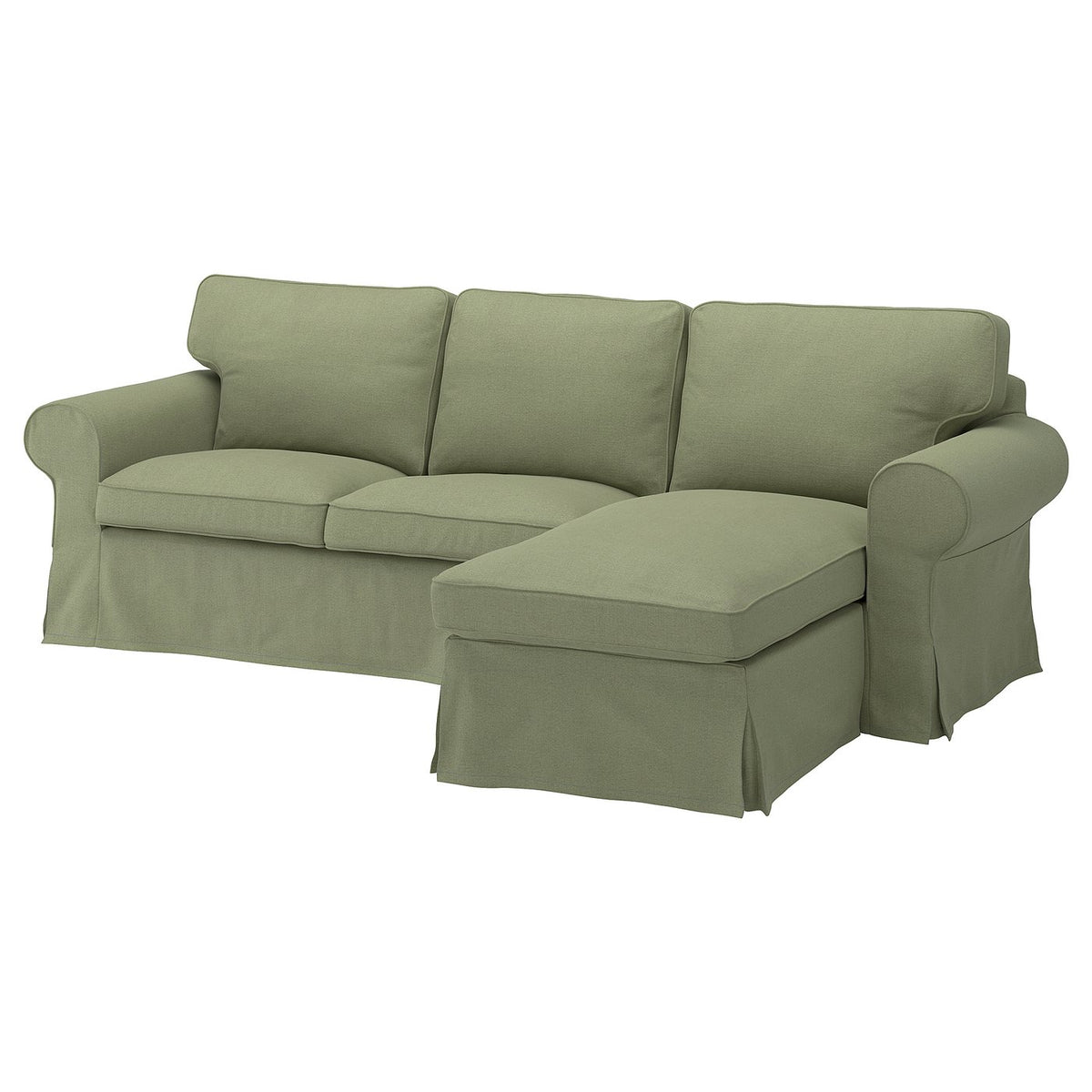 EKTORP cover f 3-seat sofa w chaise longue, Naggen grey-green
