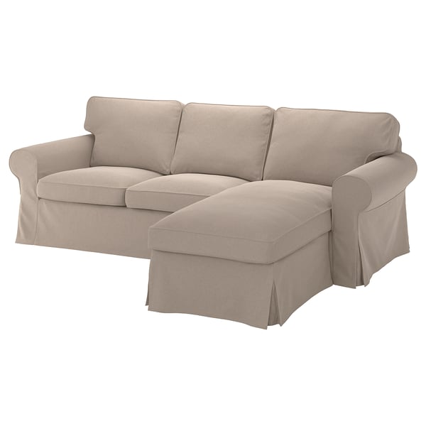 EKTORP cover for 3-seat sofa, with chaise longue/Tallmyra beige