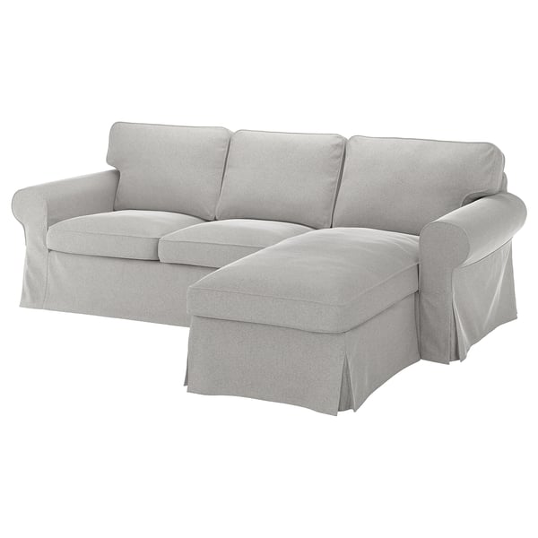 EKTORP - 3-seater sofa cover, with chaise-longue/Tallmyra white/black ,