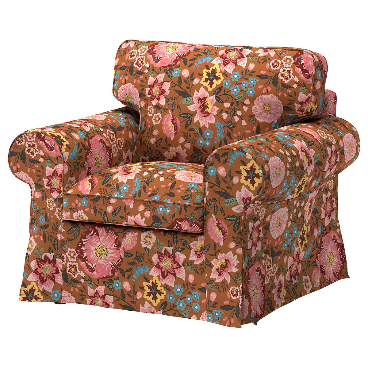 EKTORP cover for armchair, Mångbyn brown/multicolour