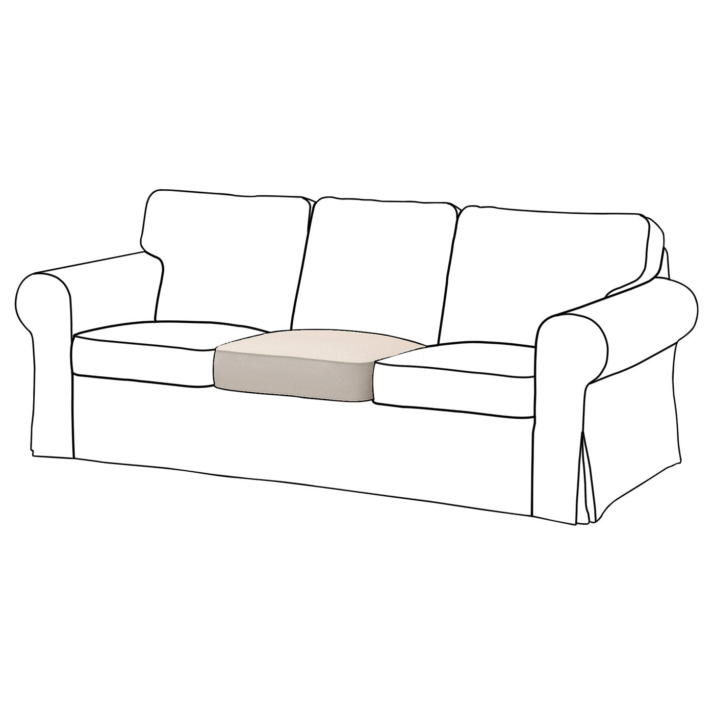 EKTORP inner seat cushion for 3-seat sofa, for replacement, 66x22x58 cm