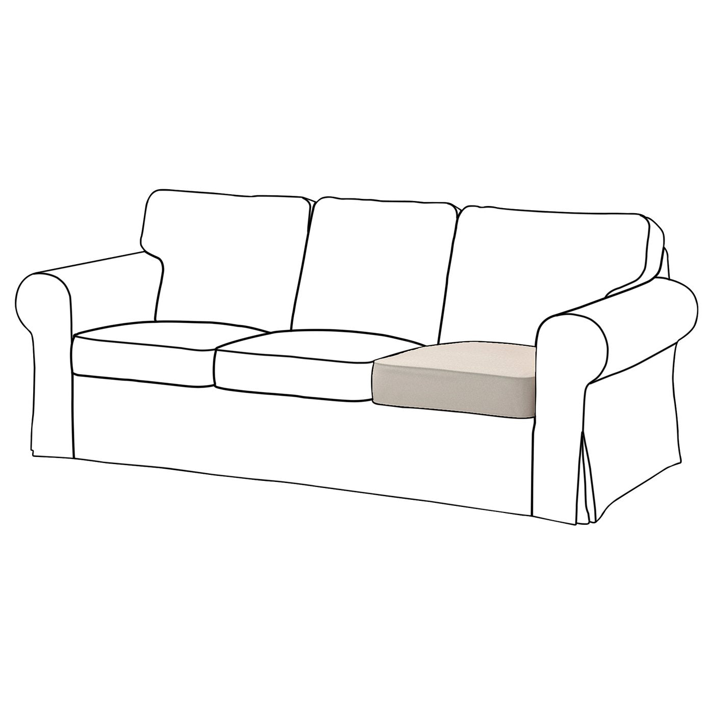 EKTORP inner seat cushion for 3-seat sofa, for replacement, 66x22x58 cm