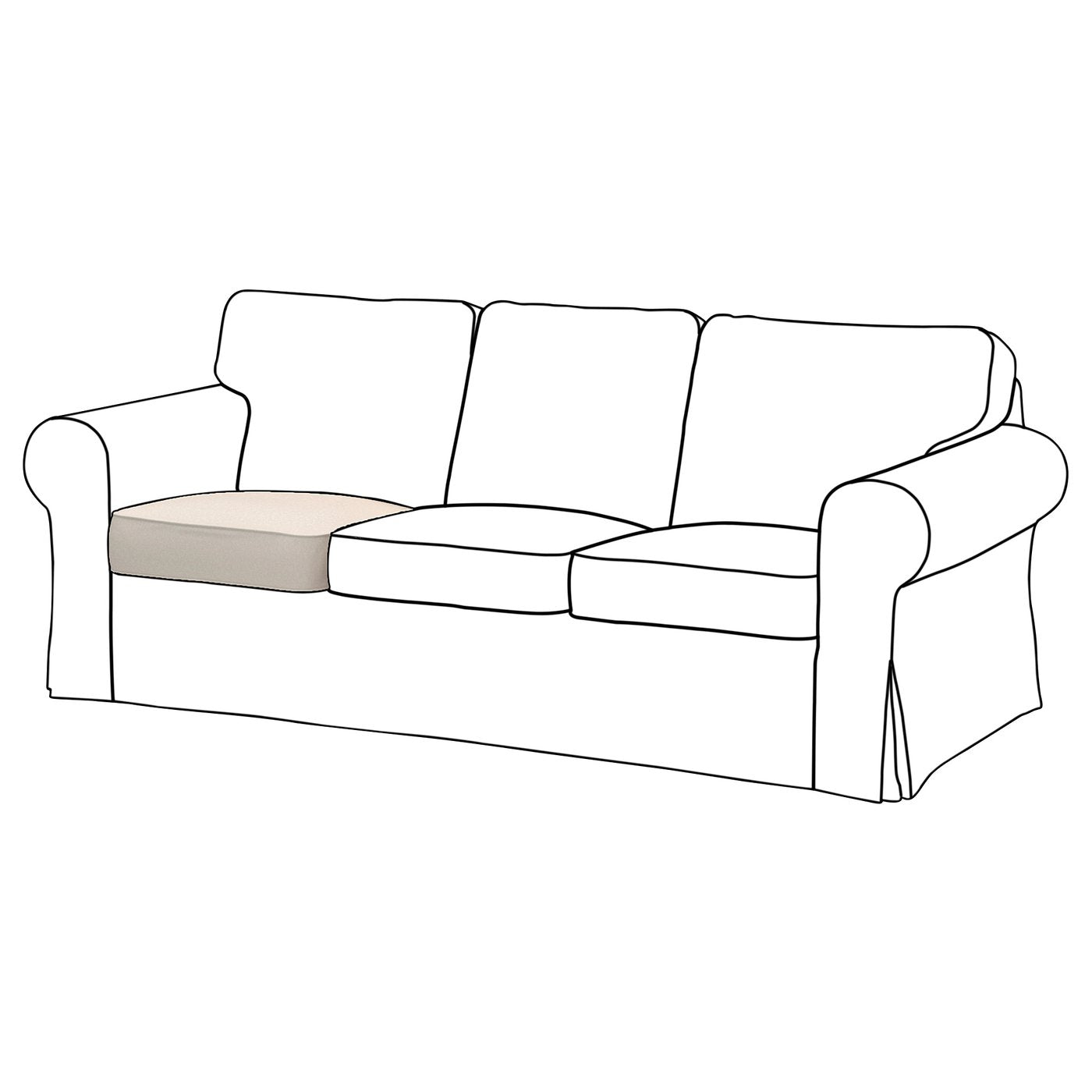 EKTORP inner seat cushion for 3-seat sofa, for replacement, 66x22x58 cm