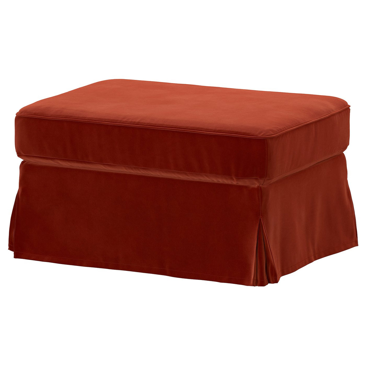 EKTORP footstool with storage, Alhamn deep orange-red, 82x62 cm