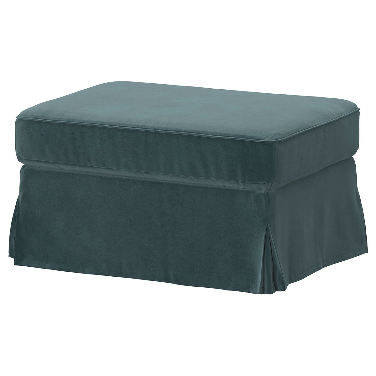 EKTORP footstool with storage, Alhamn dark grey-blue, 82x62 cm
