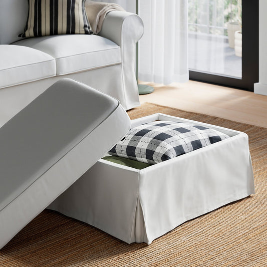 EKTORP footstool with storage, Blekinge white, 82x62 cm