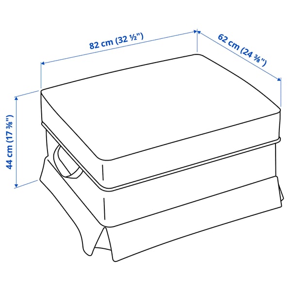 EKTORP footstool with storage, Hakebo dark grey, 82x62 cm