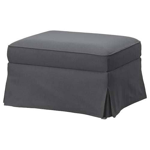 EKTORP - Footstool with storage, Hakebo dark grey