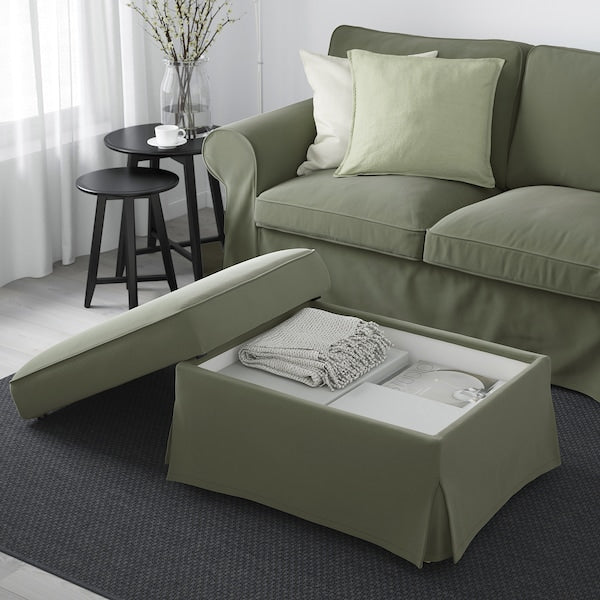 EKTORP - Footstool with storage, Hakebo grey-green