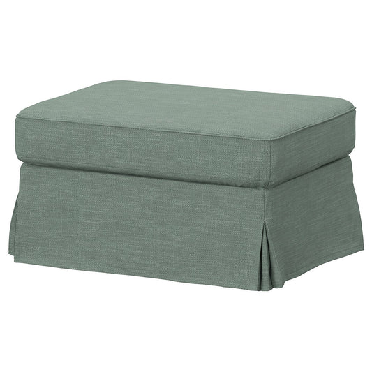 EKTORP footstool with storage, Hemmesta grey-green, 82x62 cm