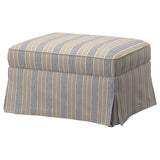 EKTORP footstool with storage, Karlshov beige/multicolour, 82x62 cm