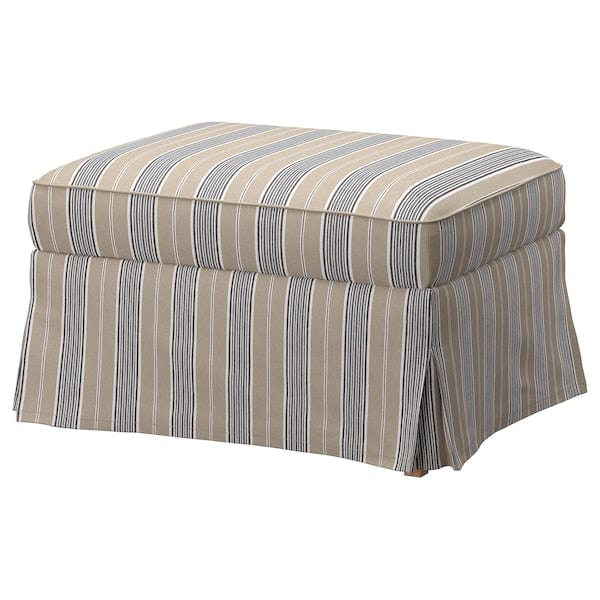 EKTORP - Footstool with storage, Karlshov beige/multicolour