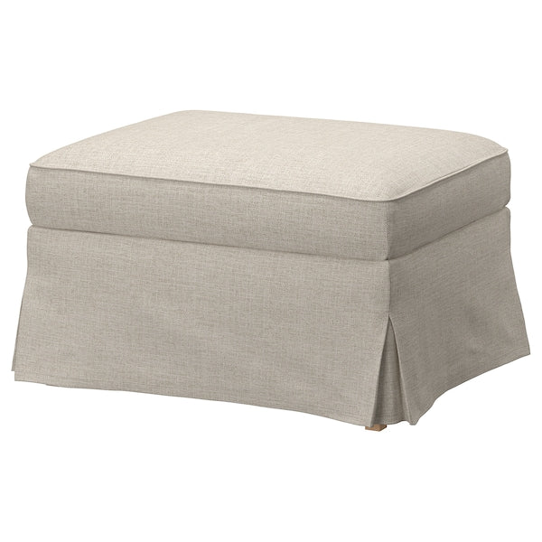 EKTORP - Footstool with storage, Kilanda light beige