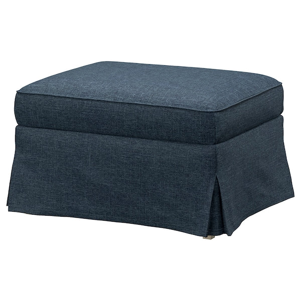 EKTORP - Footstool with storage, Kilanda dark blue