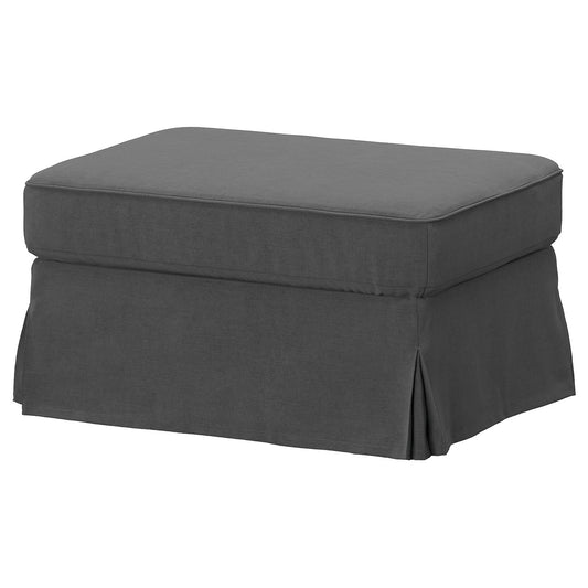 EKTORP footstool with storage, Tallmyra medium grey, 82x62 cm